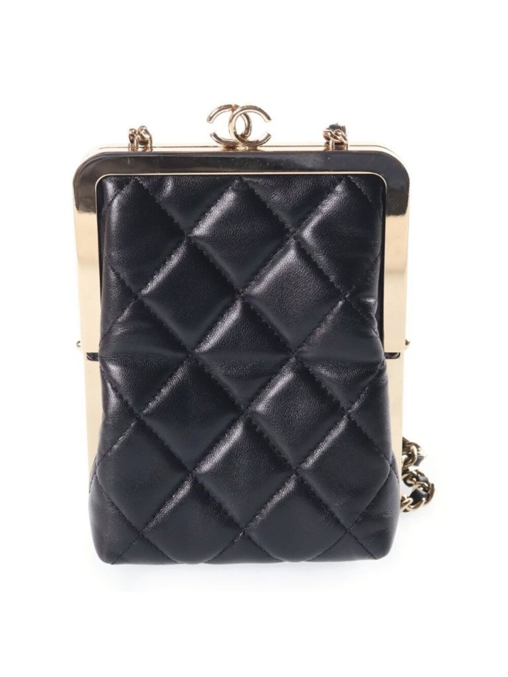 Chanel Quilted Mini Clutch Black Plastic Lambskin